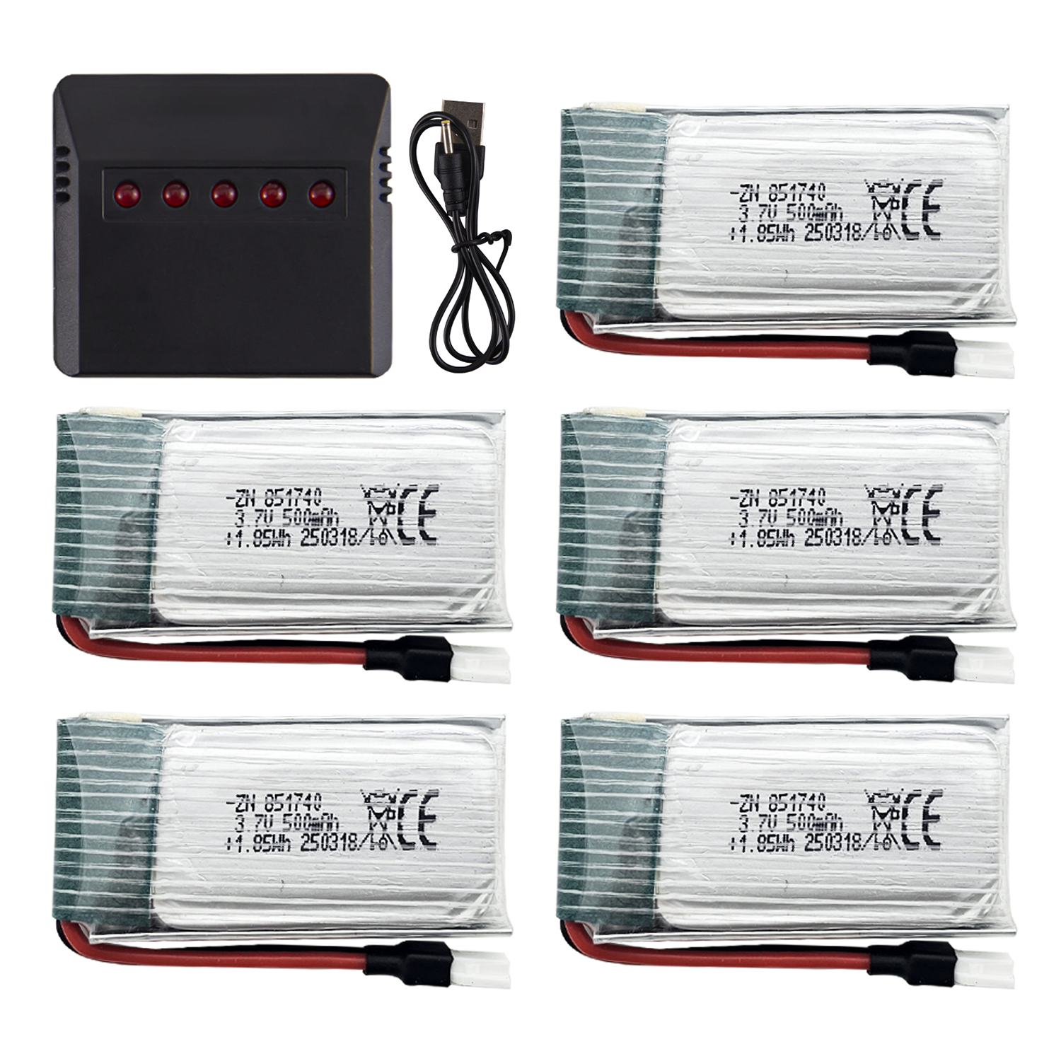 5Pcs 3.7V 500mAh LiPo Batterie – Drone Power Bank Bewertung und Preis