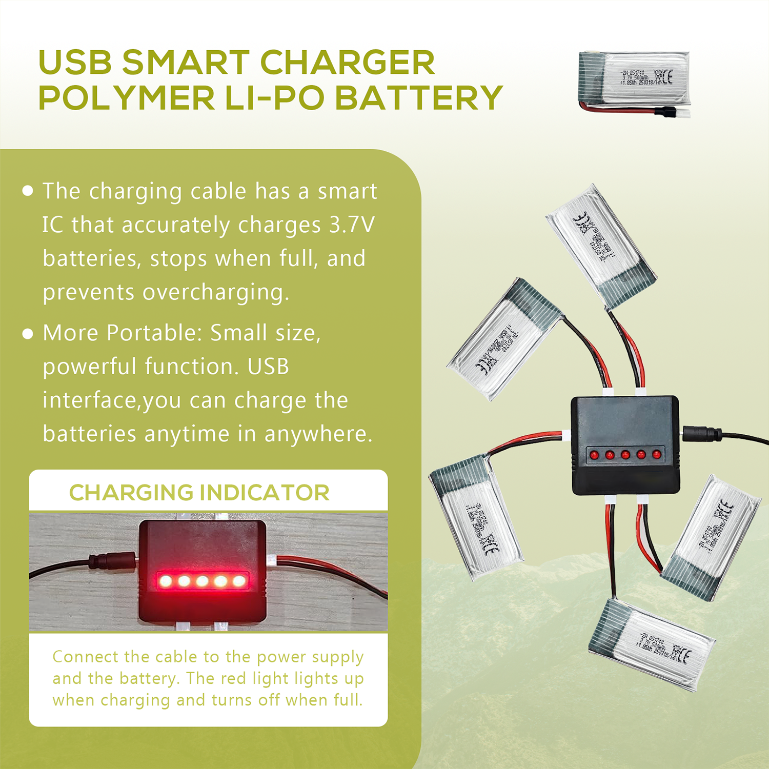 5Pcs 3.7V 500mAh LiPo Batterie – Drone Power Bank Bewertung und Preis